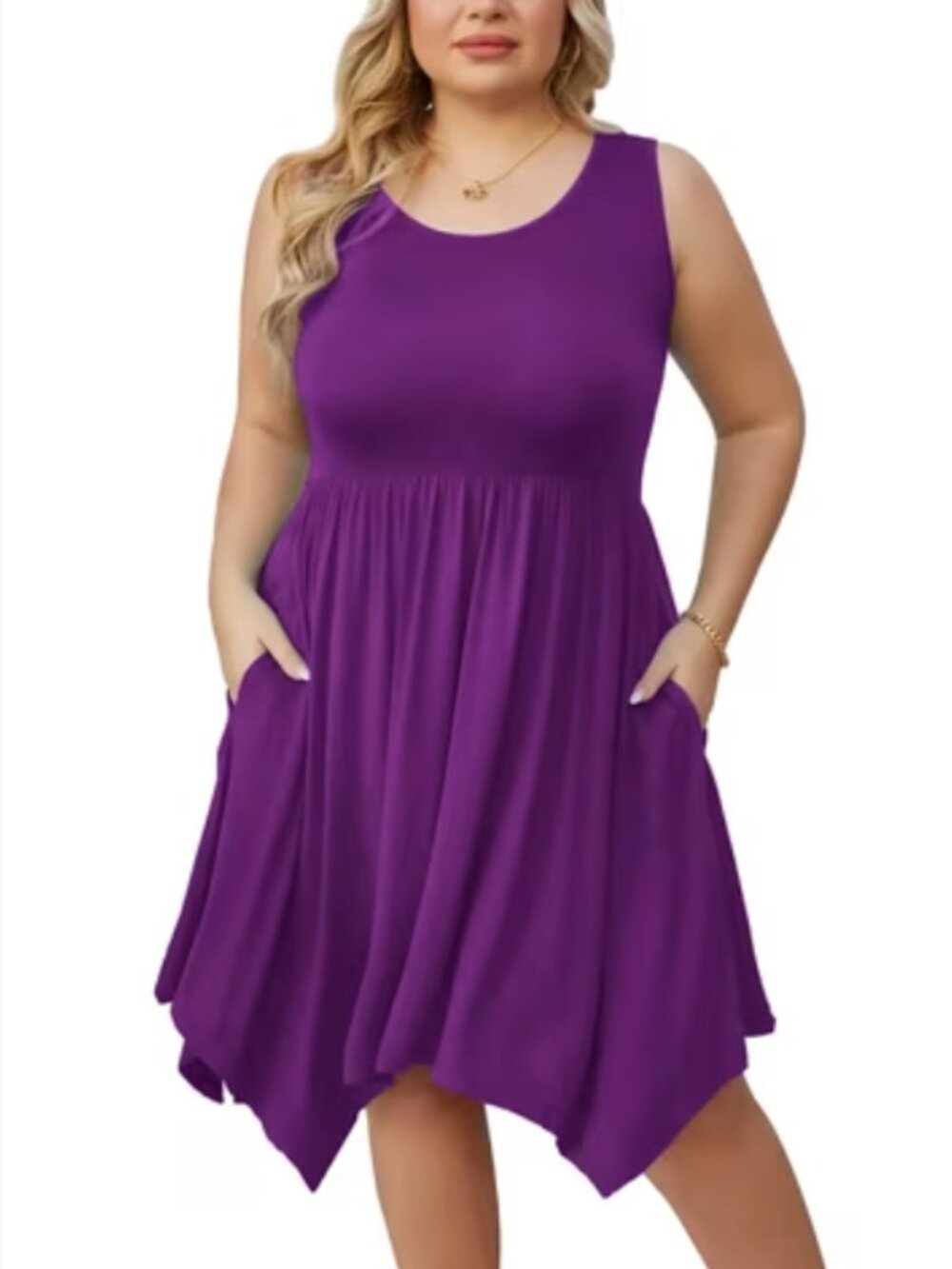 Ashley Stewart Colorful Napkin Hem Stretch Dress